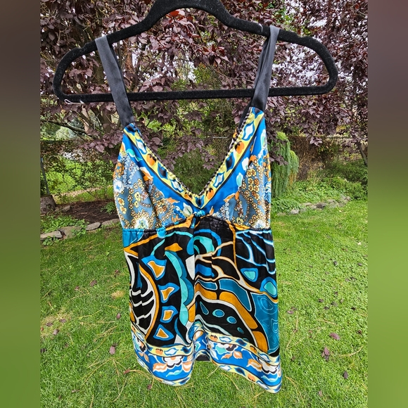 Hale Bob SMALL Blue Floral Silk Tank - Picture 6 of 7